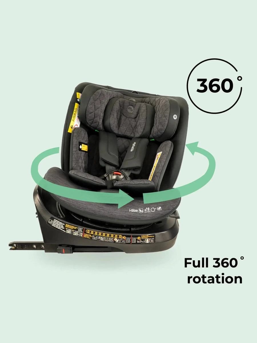 My Babiie MBCSSPINTT i-Size 40-150cm Spin Car Seat - Black Melange My Babiie Mama's Joy
