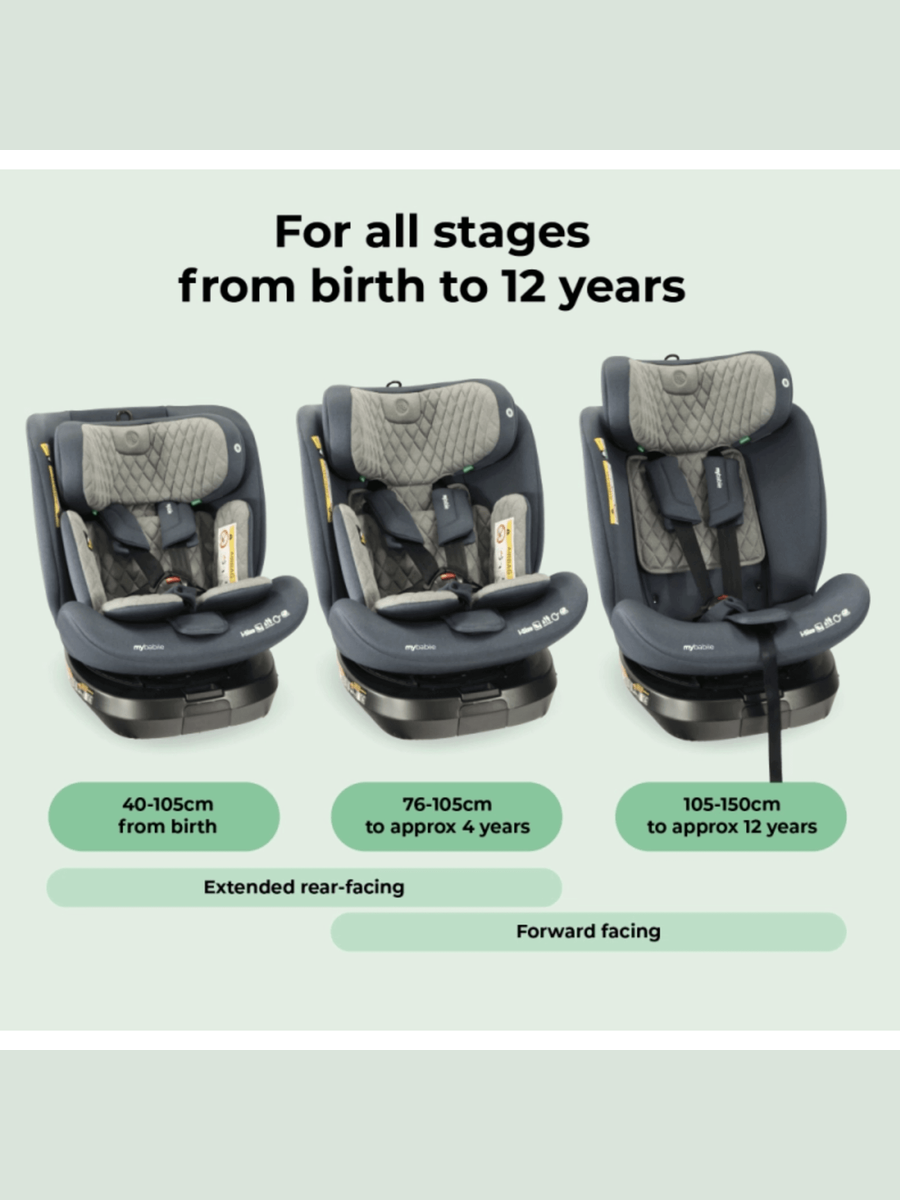 My Babiie MBCSSPINTTCH i-Size 40-150cm Top Tether Spin Car Seat Slate Blue My Babiie Mama's Joy