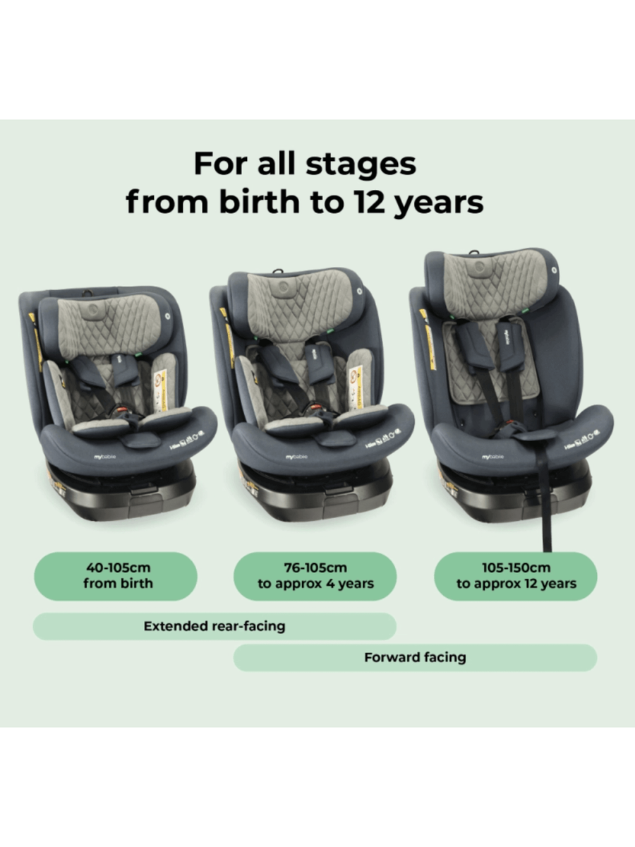 My Babiie MBCSSPINTTCH i-Size 40-150cm Top Tether Spin Car Seat Slate Blue My Babiie Mama's Joy