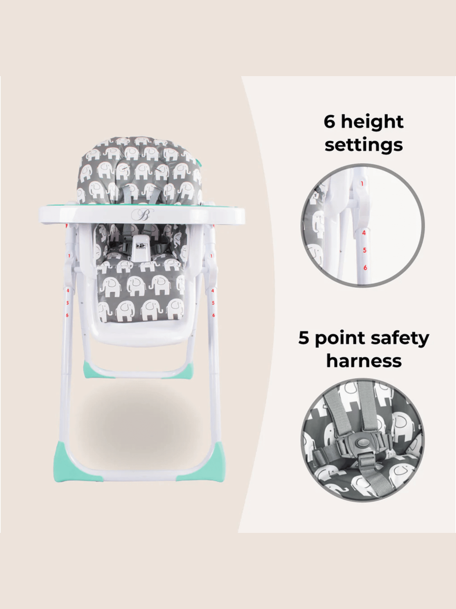 My Babiie MBHC8GE Premium Highchair – Billie Faiers Elephants My Babiie Mama's Joy