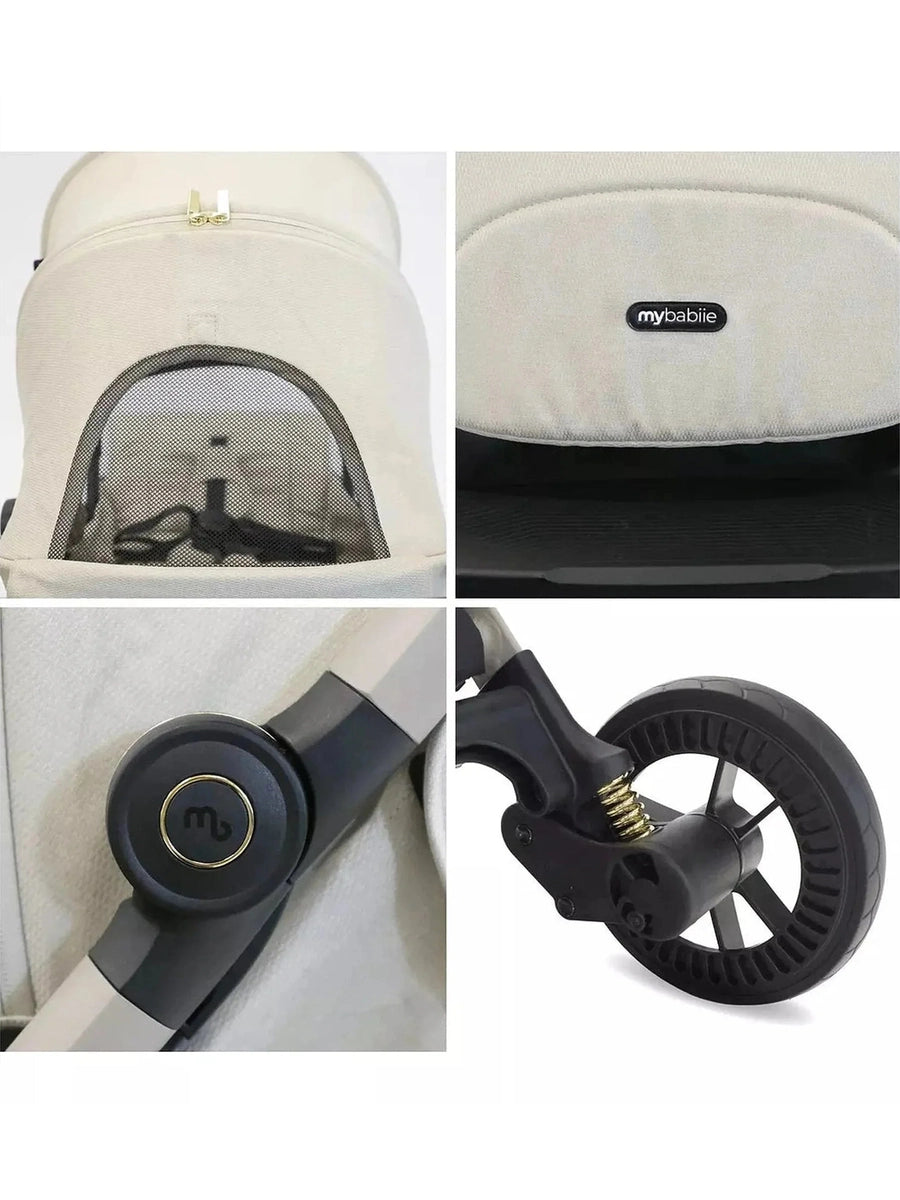 My Babiie MBX7 Ivory Compact Stroller – Lightweight, Auto-Fold, Birth to 22kg My Babiie Mama's Joy