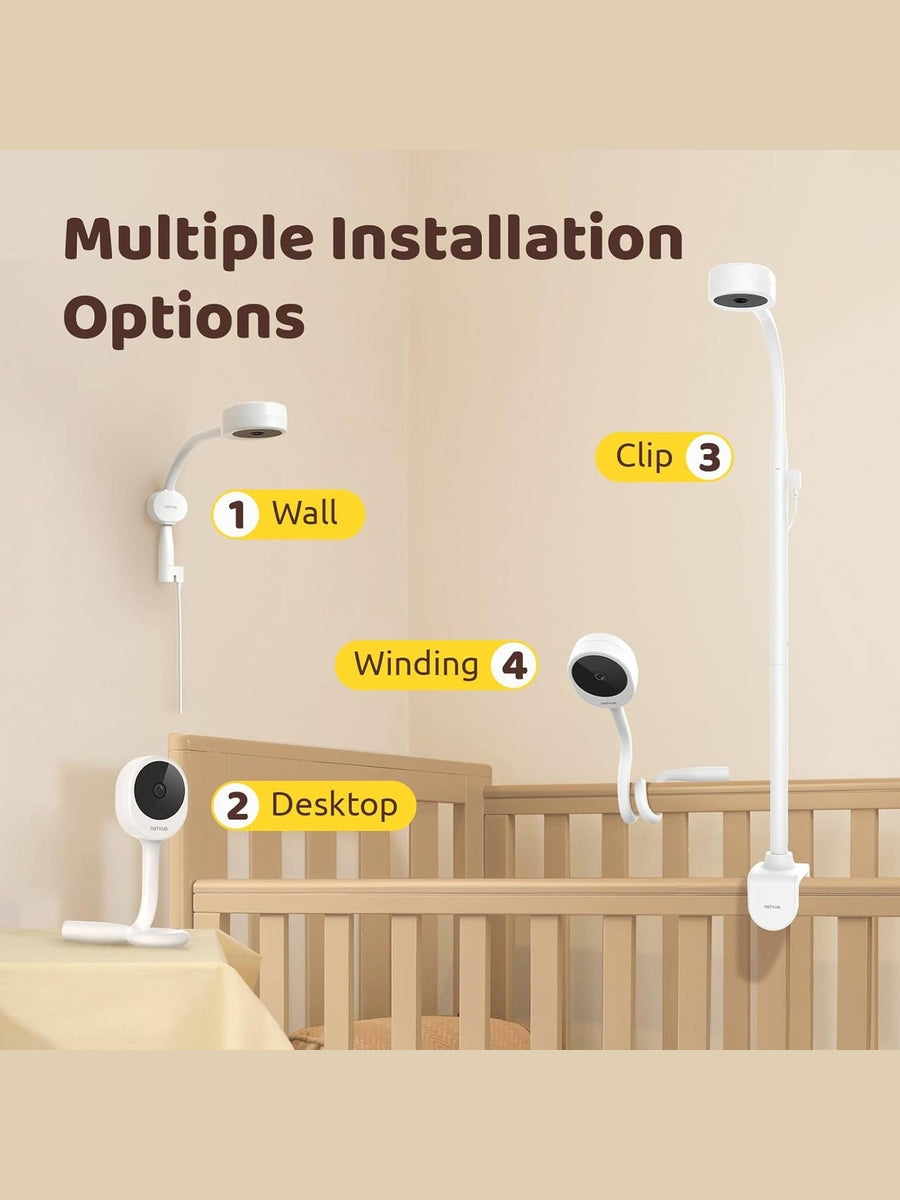 NETVUE Peekababy Baby Camera – Smart Monitor with Sleep Analysis, 4-in-1 Crib Mount & Night Vision Netvue Mama's Joy