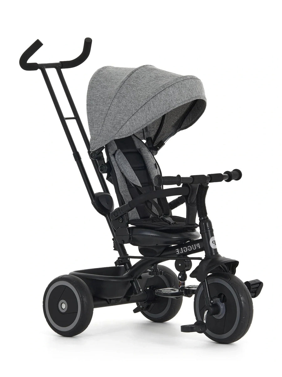 Puggle Easy Twist 6-in-1 Folding Trike with Parent Handle – Melange Grey Puggle Mama's Joy