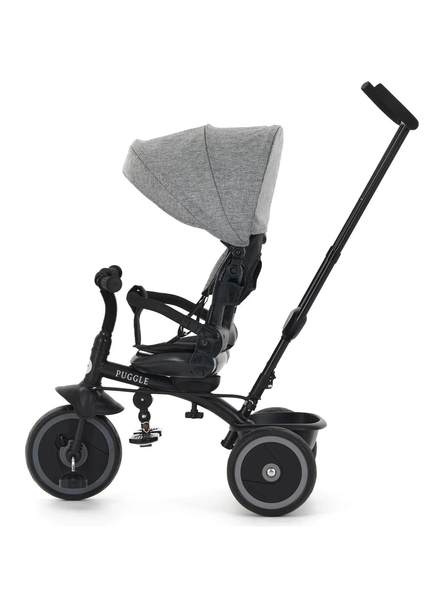 Puggle Easy Twist 6-in-1 Folding Trike with Parent Handle – Melange Grey Puggle Mama's Joy
