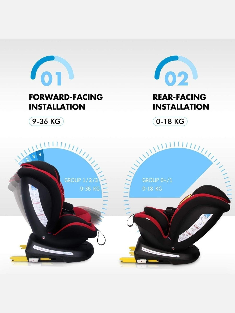 Reecle 360 Swivel ISOFIX Car Seat for Group 0+1/2/3 Red Reecle Mama's Joy