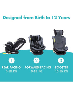 Reecle 360 Swivel ISOFIX Car Seat for Group 0+1/2/3 Grey Reecle Mama's Joy