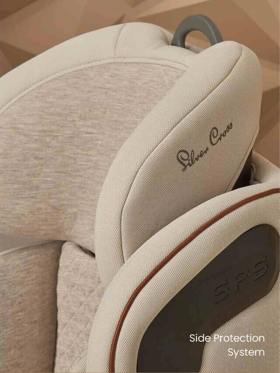 Silver Cross Discover i-Size with ISOFIX Child Baby Car Seat Booster - Almond Silver Cross Mama's Joy