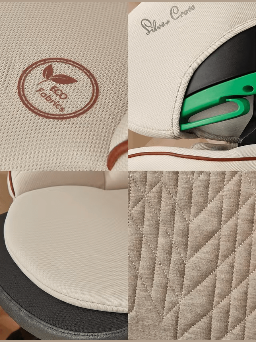 Silver Cross Discover i-Size with ISOFIX Child Baby Car Seat Booster - Almond Silver Cross Mama's Joy