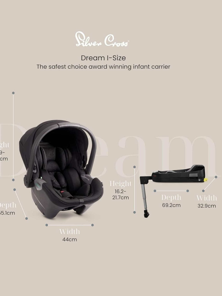 Silver Cross Dream i-Size Baby Carrier Baby Car Seat Travel Isofix Base - Space Silver Cross Mama's Joy