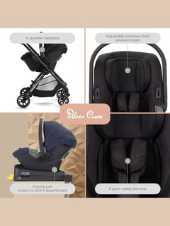 Silver Cross Dream i-Size Baby Carrier Baby Car Seat Travel Isofix Base - Space Silver Cross Mama's Joy