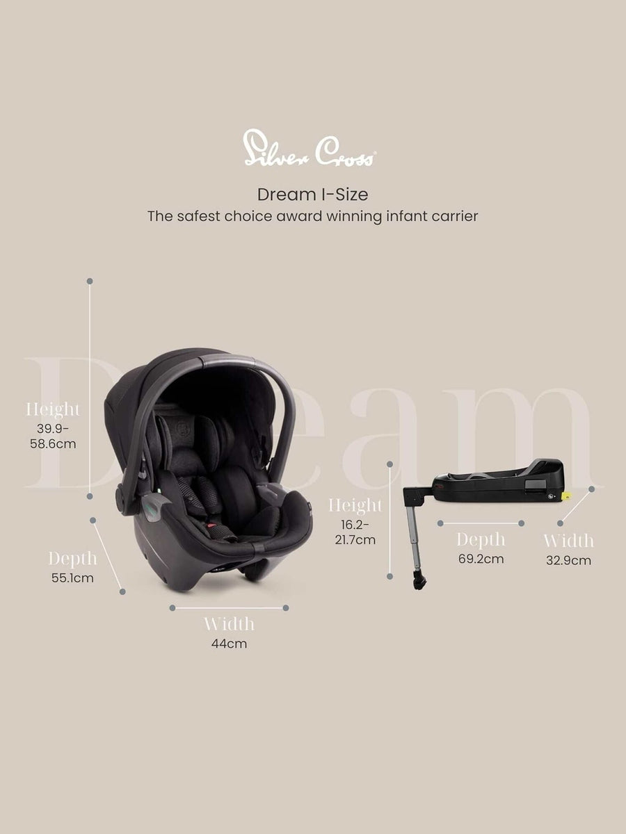 Silver Cross Dream i-Size Baby Carrier Baby Car Seat Travel Isofix Base - Space Silver Cross Mama's Joy
