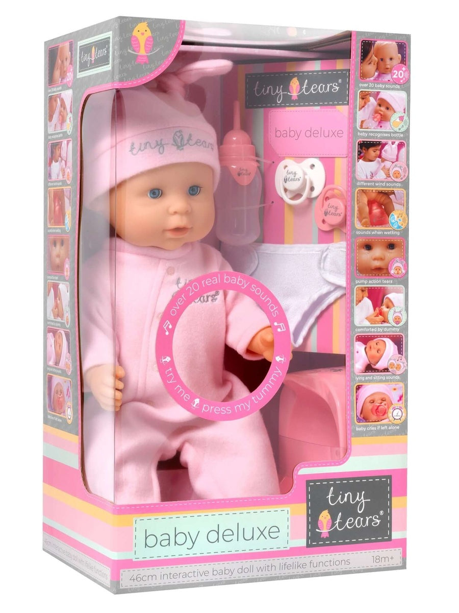 Tiny Tears Baby Deluxe – Interactive Doll with 20 Baby Sounds John Adams Mama's Joy