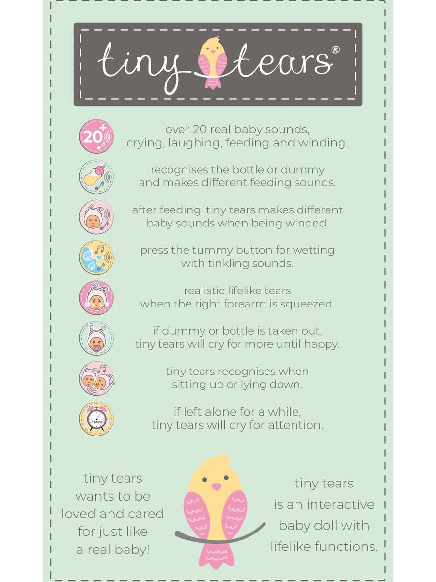 Tiny Tears Baby Deluxe – Interactive Doll with 20 Baby Sounds John Adams Mama's Joy