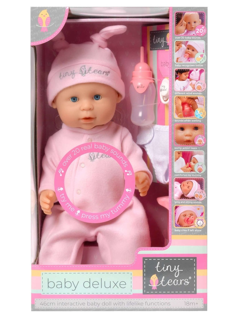Tiny Tears Baby Deluxe – Interactive Doll with 20 Baby Sounds John Adams Mama's Joy