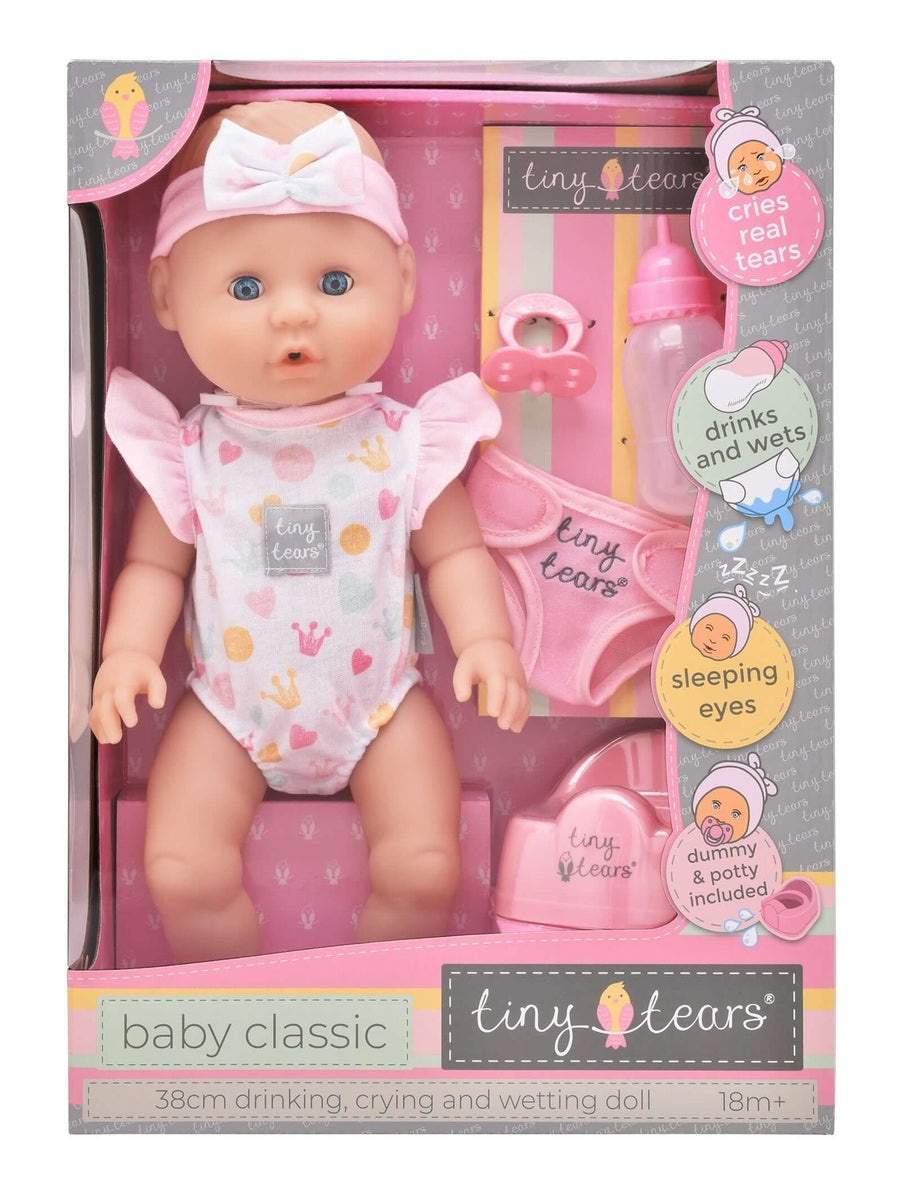 Tiny Tears Doll Baby Classic – 38cm Drinking, Crying & Wetting John Adams Mama's Joy