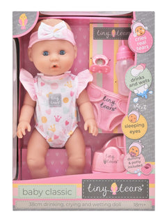 Tiny Tears Doll Baby Classic – 38cm Drinking, Crying & Wetting John Adams Mama's Joy