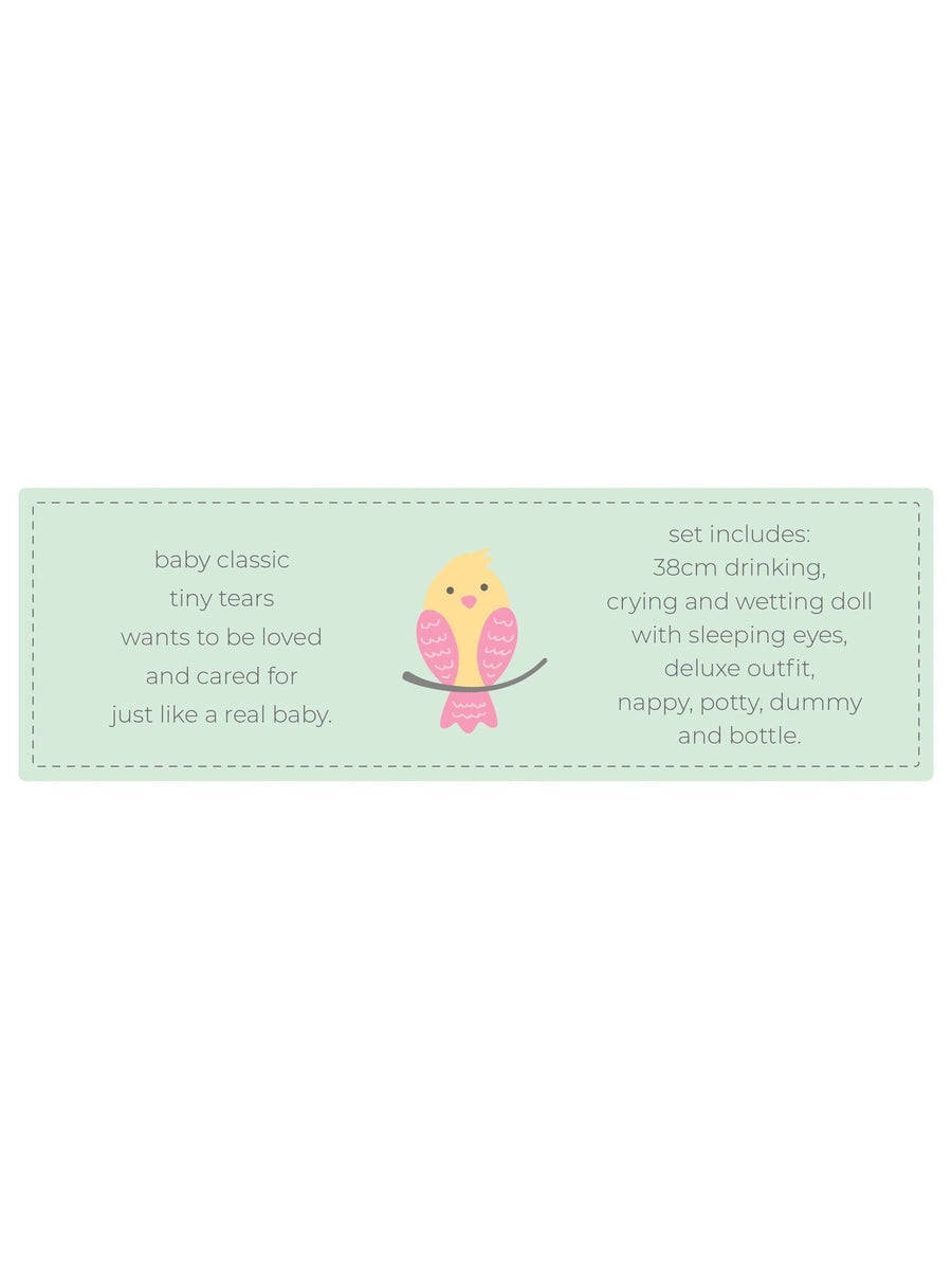 Tiny Tears Doll Baby Classic – 38cm Drinking, Crying & Wetting John Adams Mama's Joy