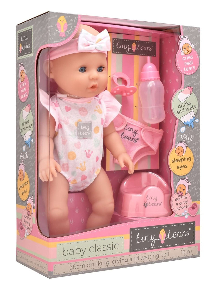 Tiny Tears Doll Baby Classic – 38cm Drinking, Crying & Wetting John Adams Mama's Joy