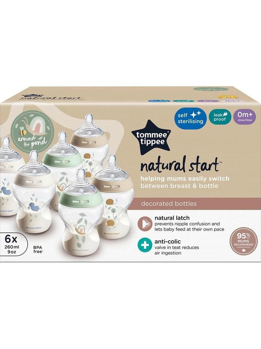 Tommee Tippee Natural Start Anti-Colic Baby Bottles 260ml – 6 Pack with Slow Flow Teats Pond Blue Tommee Tippee Mama's Joy
