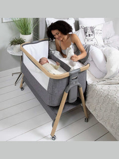 Tutti Bambini CoZee Air Bedside Crib – Oak & Charcoal | From Birth to 6 Months Tutti Bambini Mama's Joy