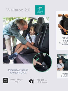 Urban Kanga Wallaroo 2 Car Seat Booster Portable & Foldable ISOFIX i-Size, Black Urban Kanga Mama's Joy