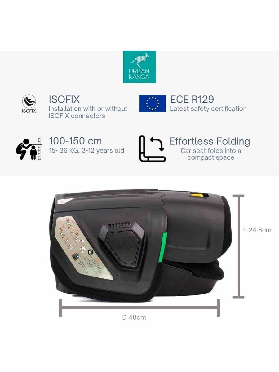 Urban Kanga Wallaroo 2 Car Seat Booster Portable & Foldable ISOFIX i-Size, Black Urban Kanga Mama's Joy