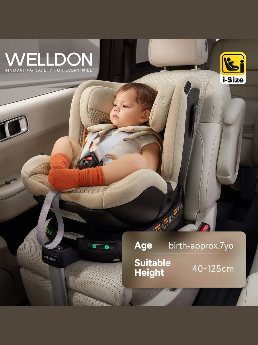 Welldon Smart Rotate 2 Pro+ Recliner Car Seat – Sahara Beige Welldon Mama's Joy