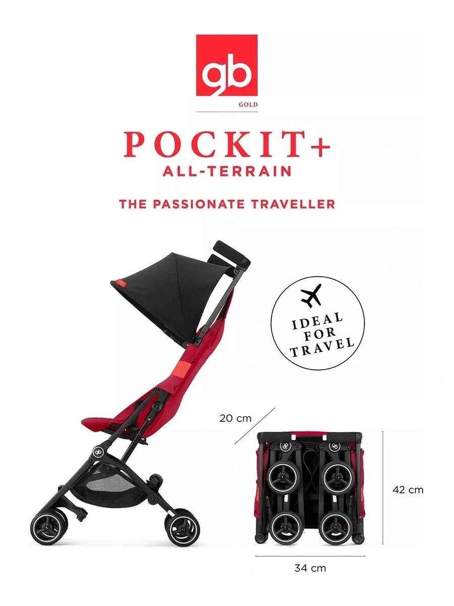 gb Gold Pockit+ All Terrain Ultra Compact Pushchair, Cabin Luggage Compliant gb Mama's Joy