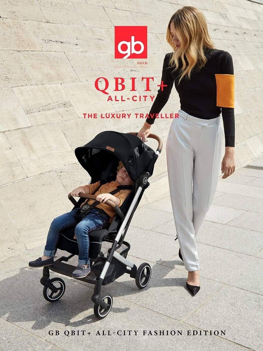 gb Gold Qbit+ All-City Stroller, from Birth to Approx 0-22 kg. 4 years, Velvet Black gb Mama's Joy