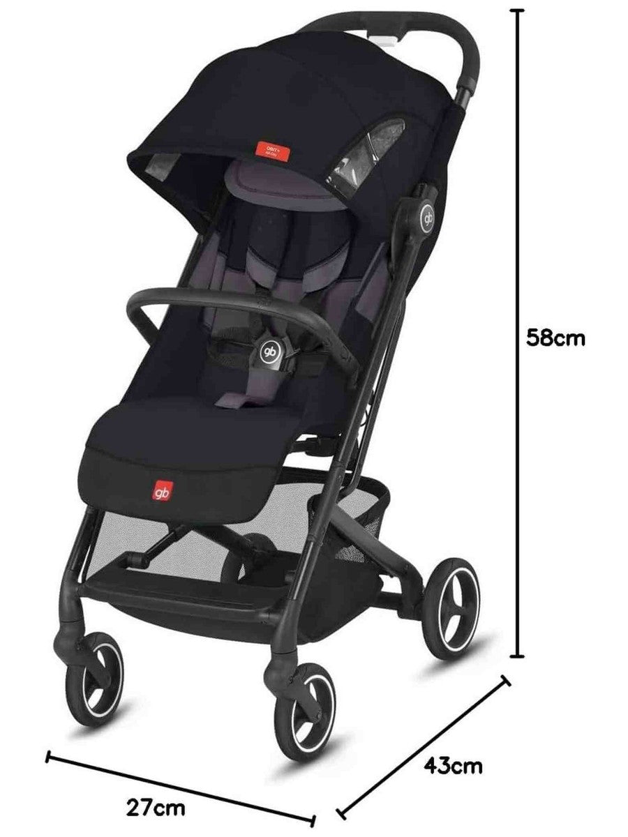 gb Gold Qbit+ All-City Stroller, from Birth to Approx 0-22 kg. 4 years, Velvet Black gb Mama's Joy